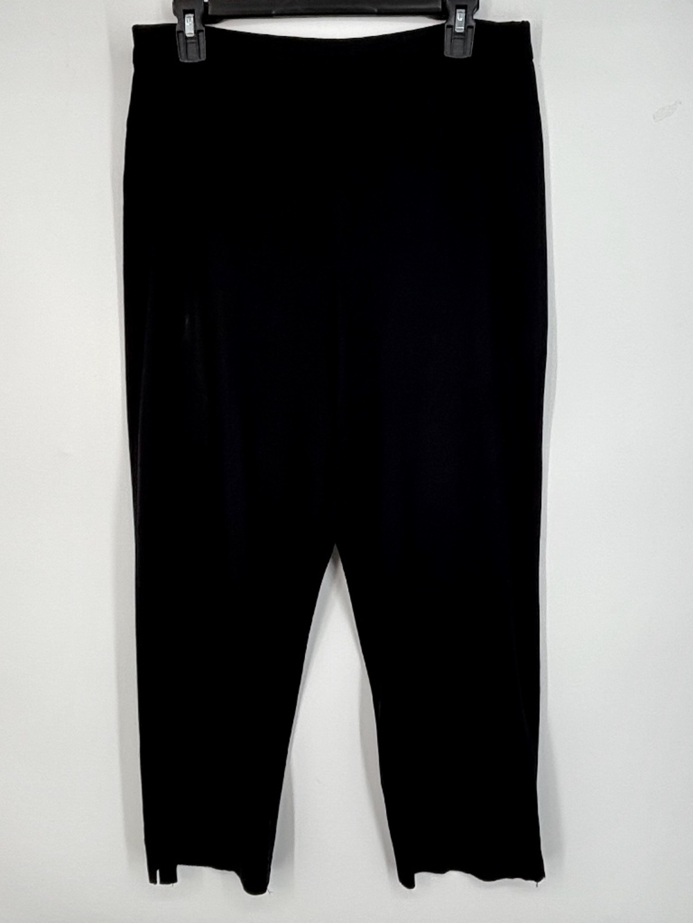 Exclusively Misook Womens Medium 12 Pull-On Cropped Pants Black Acrylic Straight